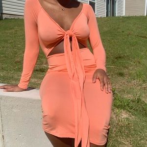 ASOS DESIGN bow front cut out midi dress